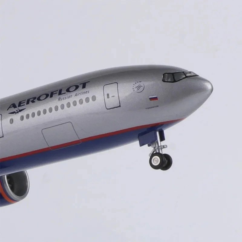 Imagem -04 - Coleção Resina Avião Modelo Kit Rússia Aeroflot Boeing 777 Diecast Airlines Decoração Display Escala 1:150 47cm