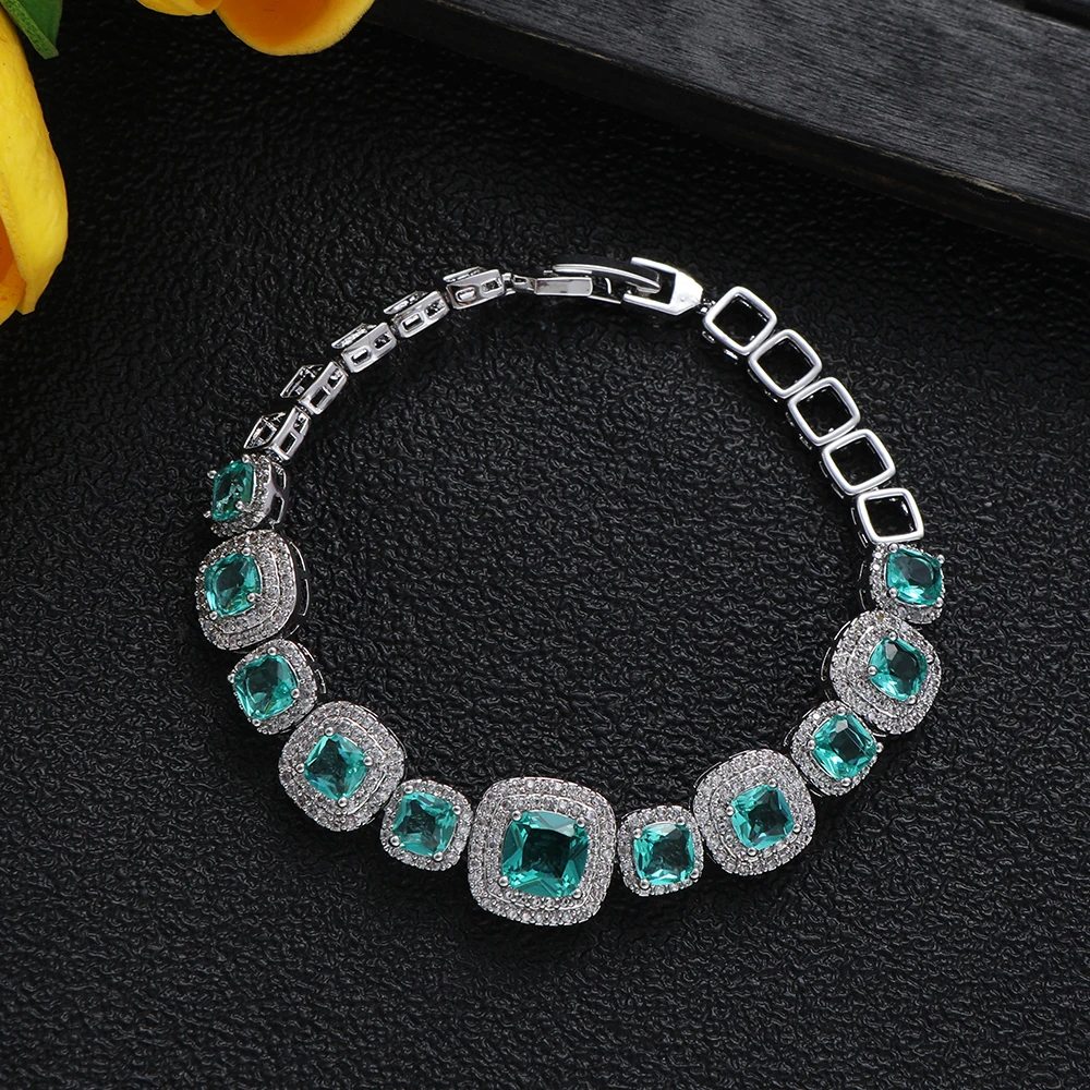 فاخر هندسي مربع Waterdrop سوار مستدير موضة دبي مجوهرات الزفاف للنساء الزفاف Brincos Para As Mulheres B308 #2