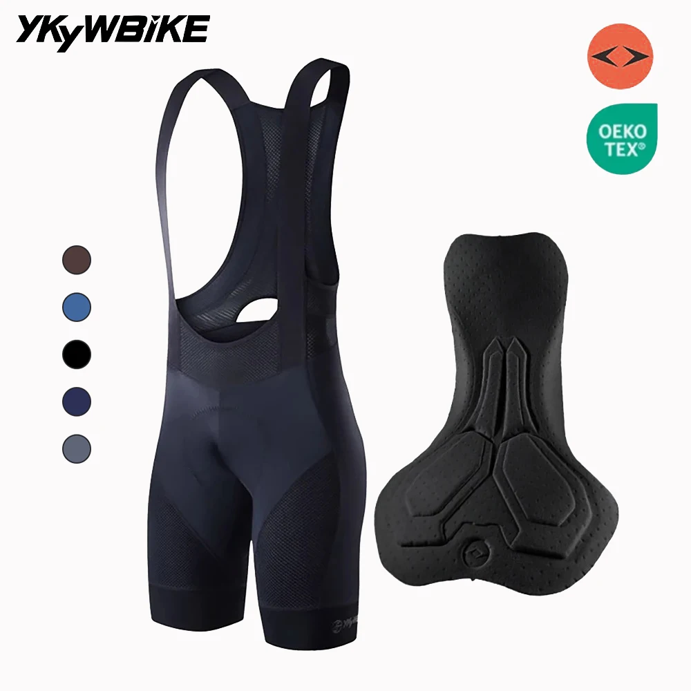 YKYW Men's Blue Tights Cycling Bib Short Italy Elastic Interface Paded Summer Outdoor Wear Bicycle Bib Shorts 7 Hours Riding