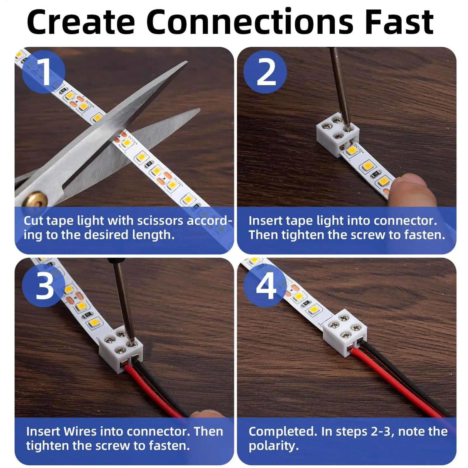 LED strip connectors 8mm solderless Strip Light Connectors providing a secure connection Male or Female Connector Terminal