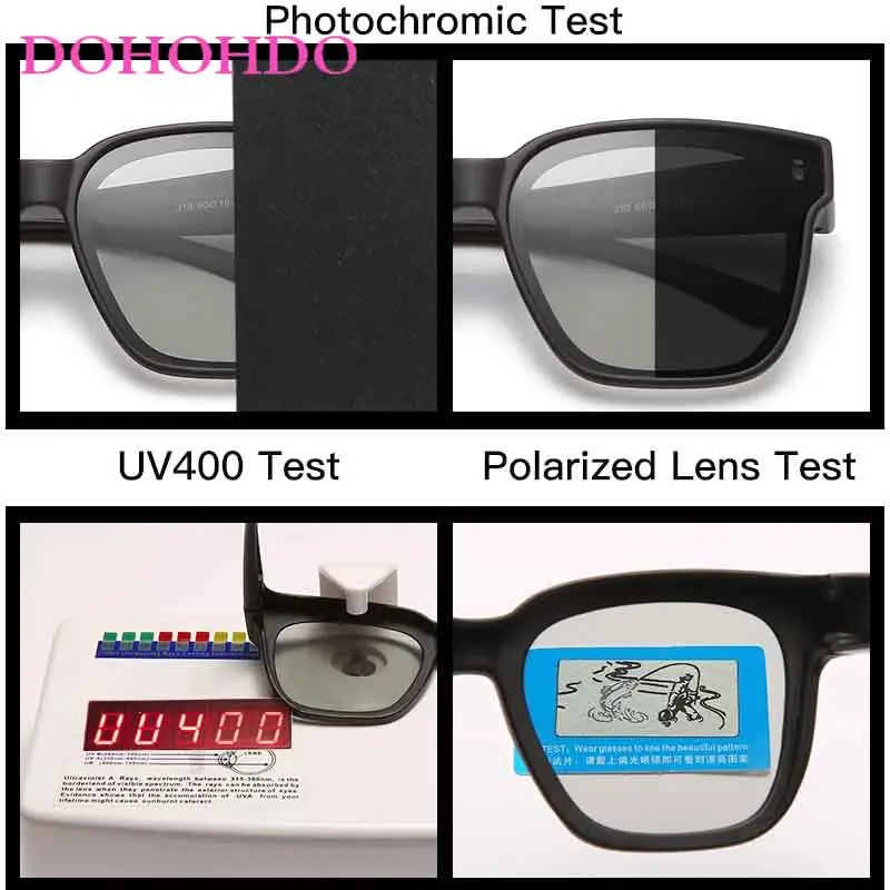 Men Polarized Sunglasses Photochromic Night Vision Glasses Women Square Mirrored Eyewear Wear Over Myopia Prescription Glasses