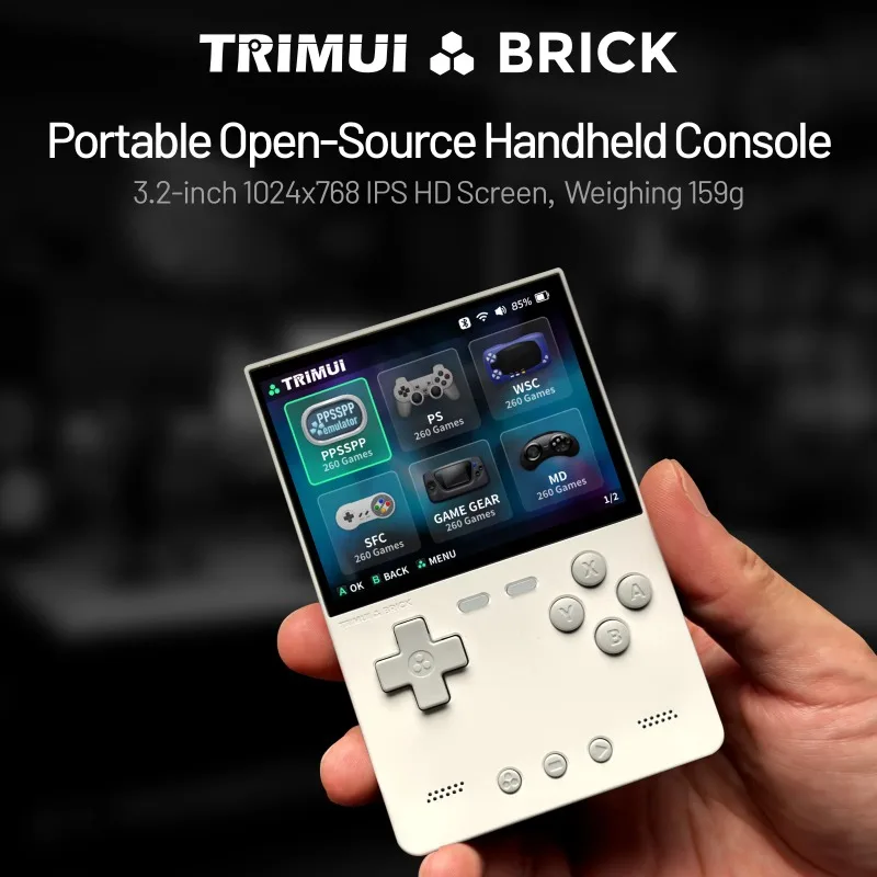 

TRIMUI BRICK New Handheld Game Console 3.2'' IPS Screen Linux Trimui UI Metal Back Panel Key LED Lighting Free Keycap Gifts