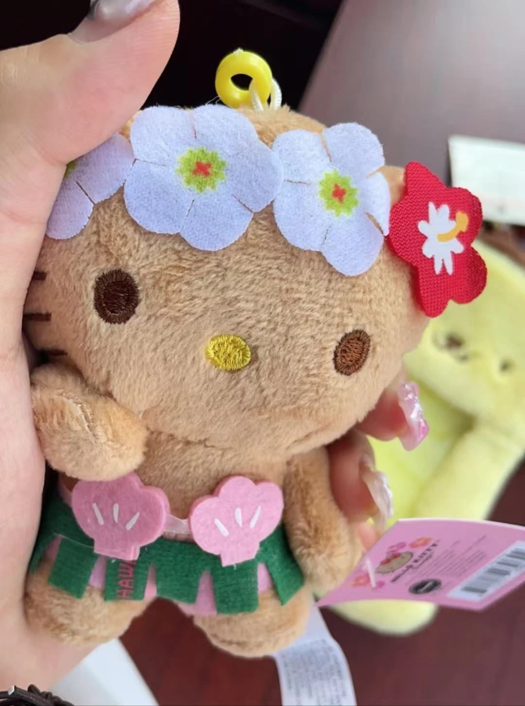 جديد مينيسو سانريو هاواي سلسلة مرحبا كيتي الجلد الداكن أفخم محشوة مفتاح سلسلة عروسة كارتون بيكيني الأناناس حقيبة قلادة لعبة لطيفة