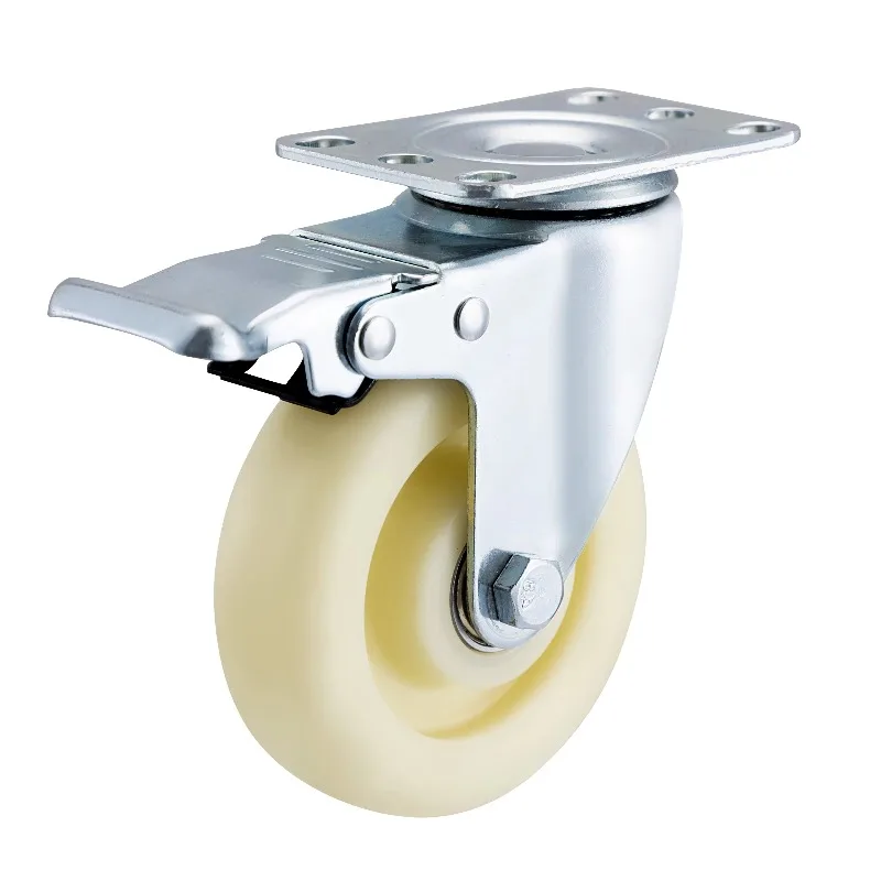 3 4 5 6 8 Inch PP Material Caster Wheel White Color Design Medium Duty For Shopping Display Rack Warehouse Use