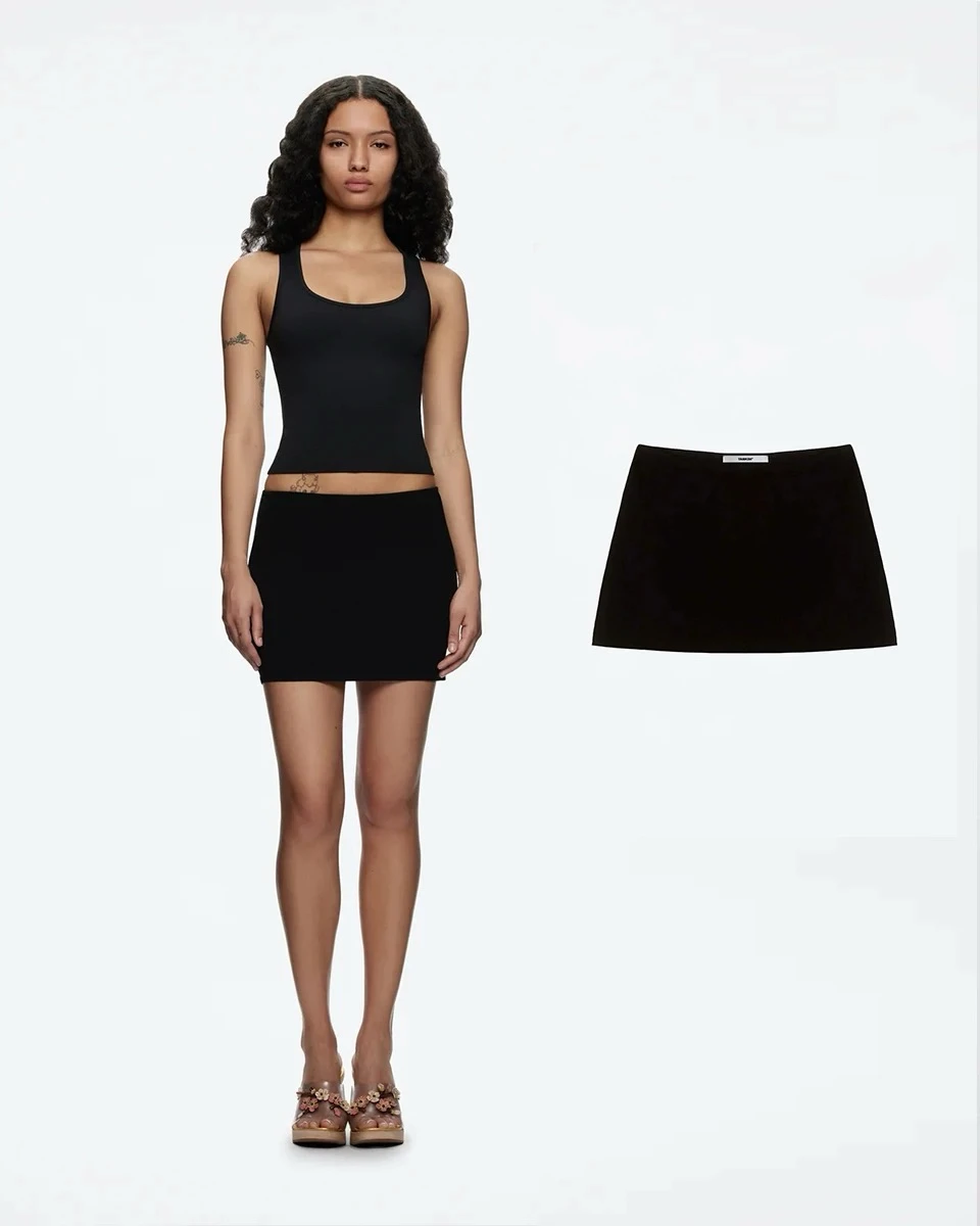 

tank ai black mini US dollar short skirt Slim hip-hugging low waist skirt 100% rayon skirt