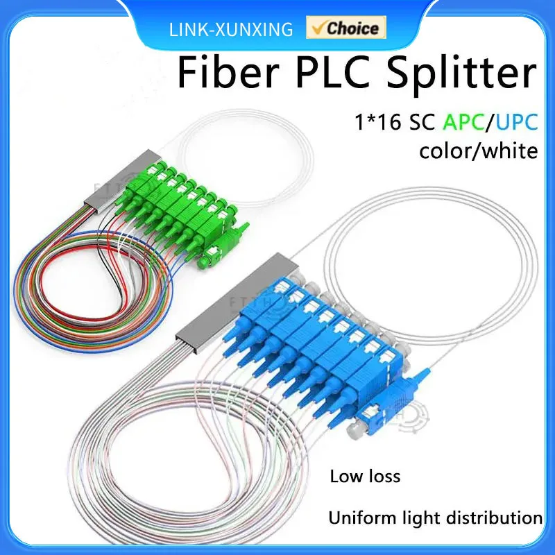 PLC Splitter 5pcs 1X16 SC/APC SM 0.9mm G657A1 PVC 1m FTTH Fiber Optic Connector APC/UPC Free Shipping