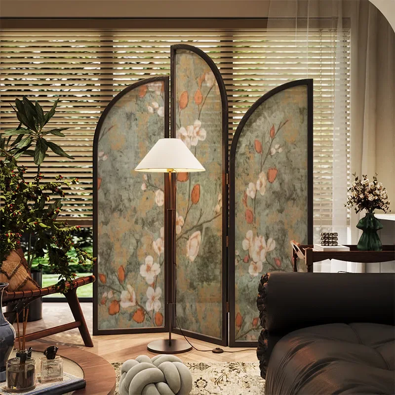 for French Retro Mobile Solid Wood Folding Screen Entrance Partition Antique Furniture Divider for Living Room