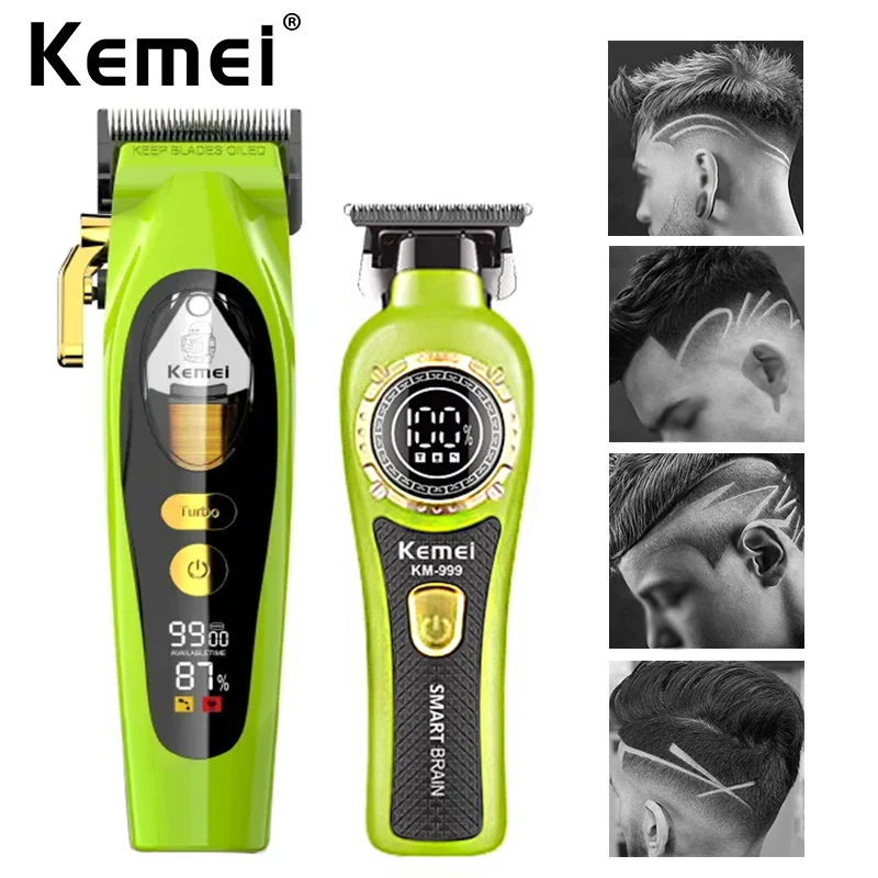 

Профессиональные машинки для стрижки волос Kemei, большая мощность, парикмахерский беспроводной триммер для волос, электрическая машинка для стрижки волос с зарядкой через USB, комплект 2035 999