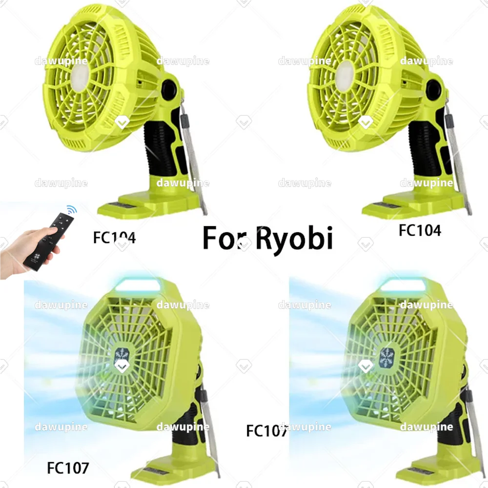 

Multifunctional Lighting Fan For Ryobi 14.4-18V Lithium Battery With 3W LED Light FC104 FC107 Household Outdoor Third Gear Wind