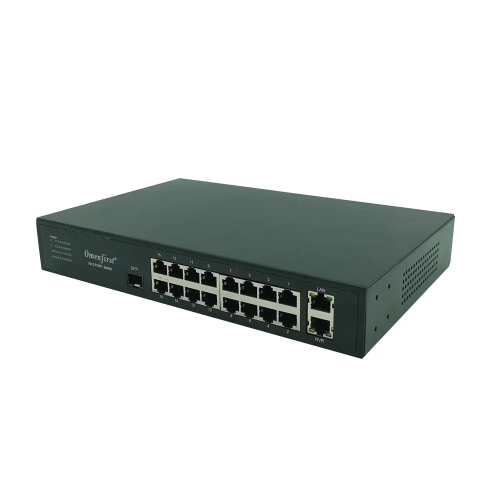 16 منفذ شبكة جيجابت POE Switch + 2 منفذ جيجابت إيثرنت POE وحدة تبديل إيثرنت