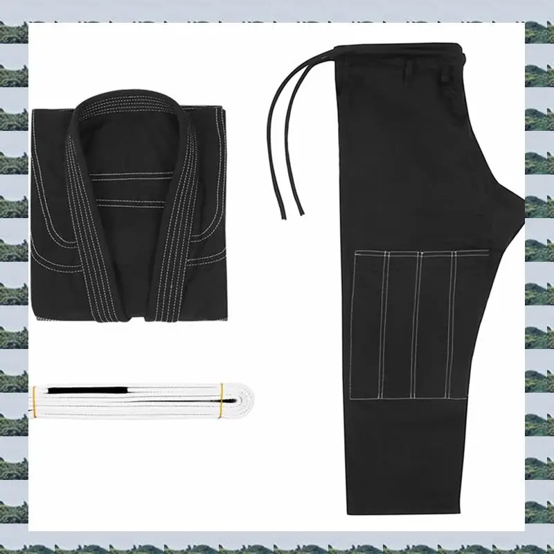 

ABQR Thin Brazilian Kimono Jiu Jitsu Training Adult BJJ GI MMA Kimonos For Jiu-Jitsu Men Free White Belt