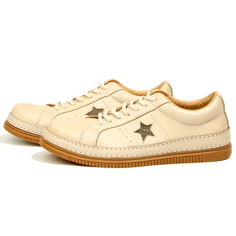 

Old white Highquality Retro Cowhide Men's Shoes Casual Sports Shoes Outdoor Running Genuine Leather Sneakers Hiking