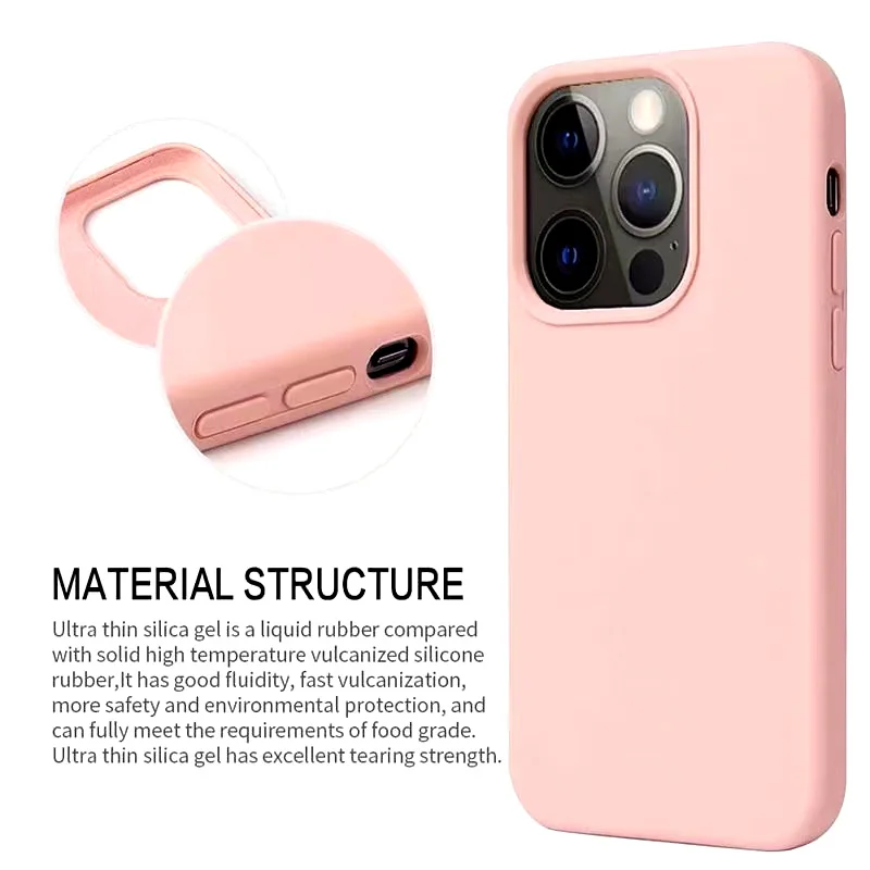 Original Official Silicone Phone Case for iPhone 12 13 14 15 16 Pro Max Plus Apple Cases for iPhone 12 13 mini Full Logo Cover