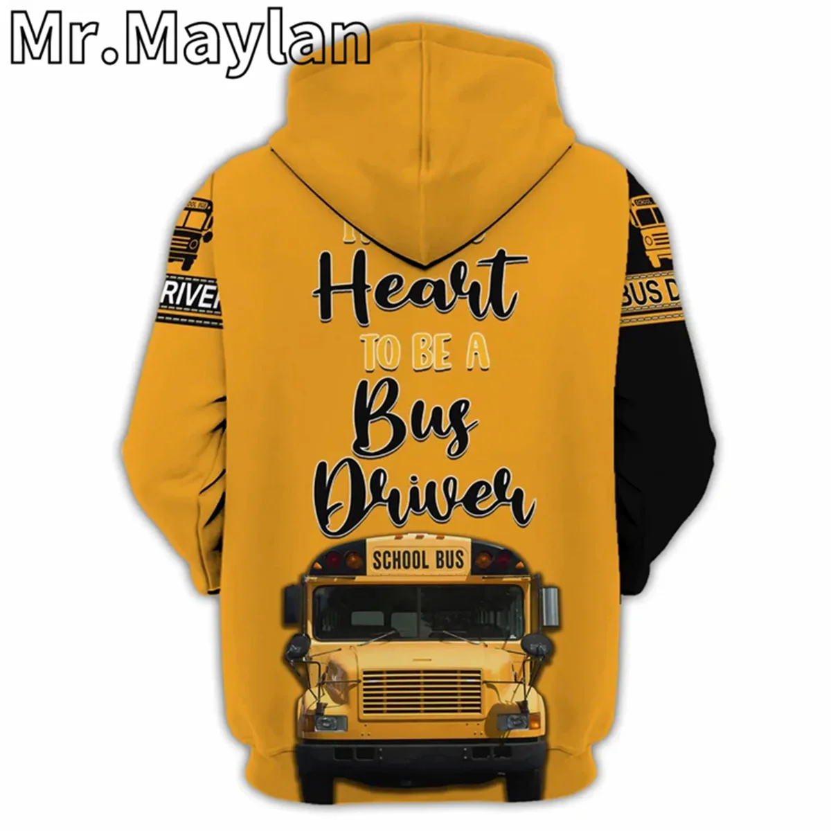 3D All Over Printed School Bus Driver Custom Zip Up Hoodie It Takes Heart To Be A Bus Driver Hoodie Safely Uniform Pullover Tops