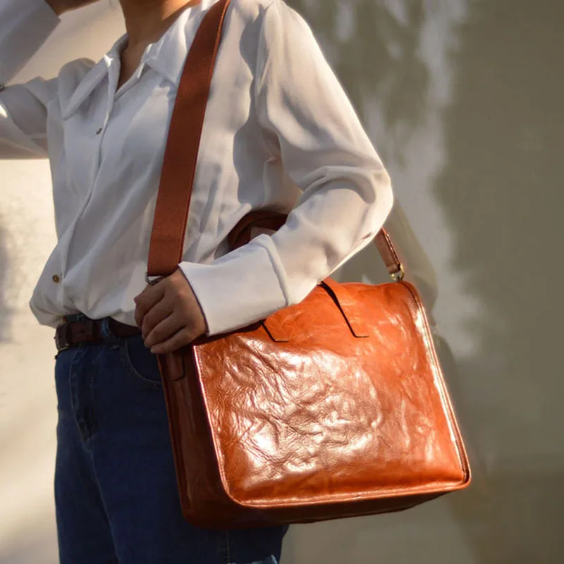 

AETOO Handcrafted vegetable tanned leather Handbag Men's Business Bag Casual Fashion Single shoulder crossbody bag head layer co