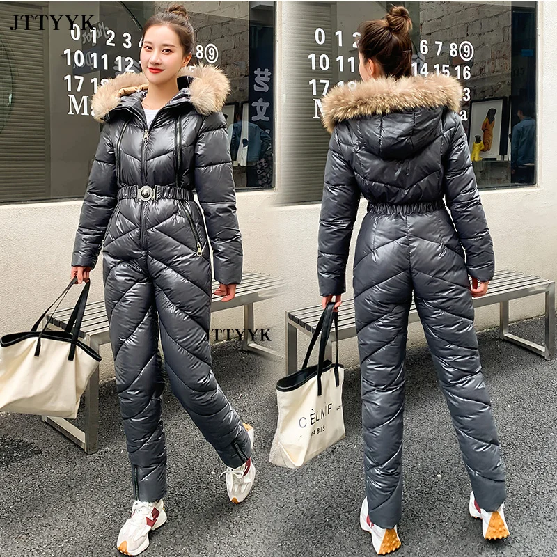 Imagem -04 - Neve Uma Peça para as Mulheres Macacão de Esqui Roupas de Inverno Cabolsas com Capuz Parka Bodysuit Outfit Feminino Macacões Fatos de Treino Macacão Feminino