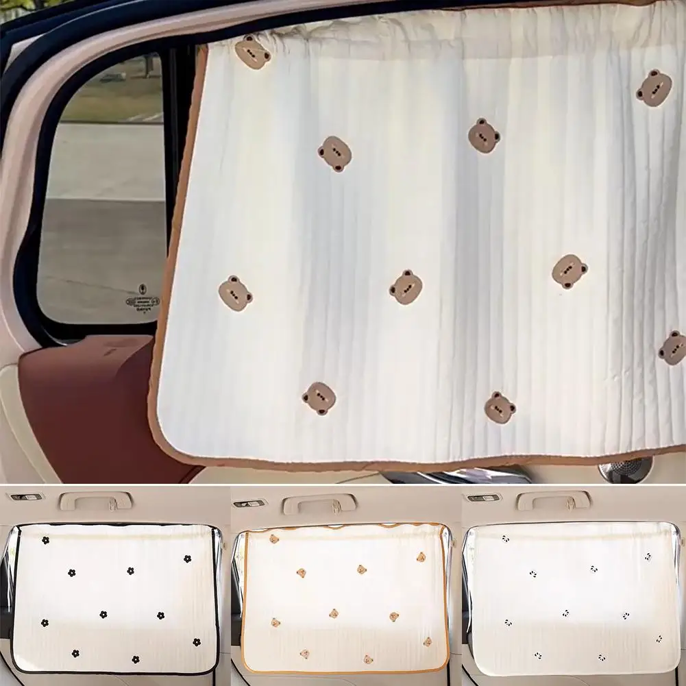 Car Blackout Curtain Thick Car Window Shades Baby Kids Accessory Auto Cloth Styling Flower Protector Infant N2j6