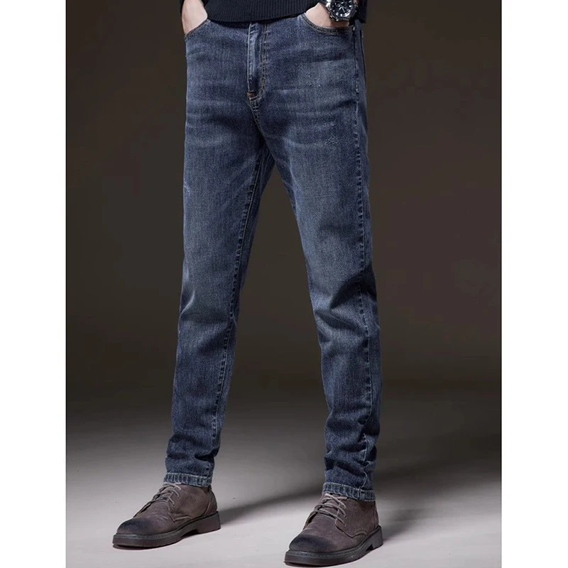 Fashion Zipper Button Pockets Business Washed Jeans Men's Clothing 2024 Spring Autumn New Loose All-match High Waist Trousers