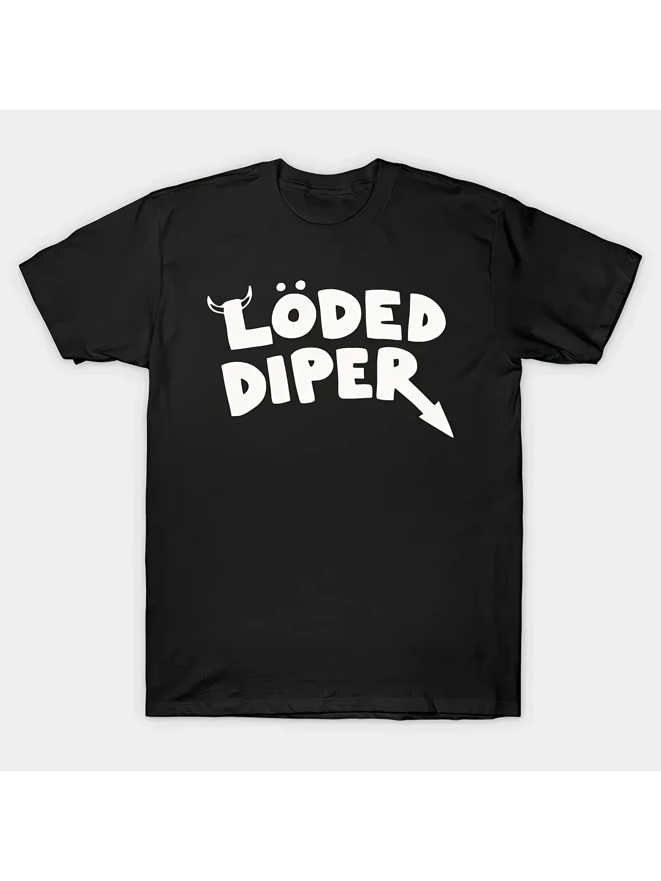 

LODED DIPER Diary of a Wimpy Graphic T-Shirt - Black with White Playful Lettering & Arrow Print, Soft Furry Texture