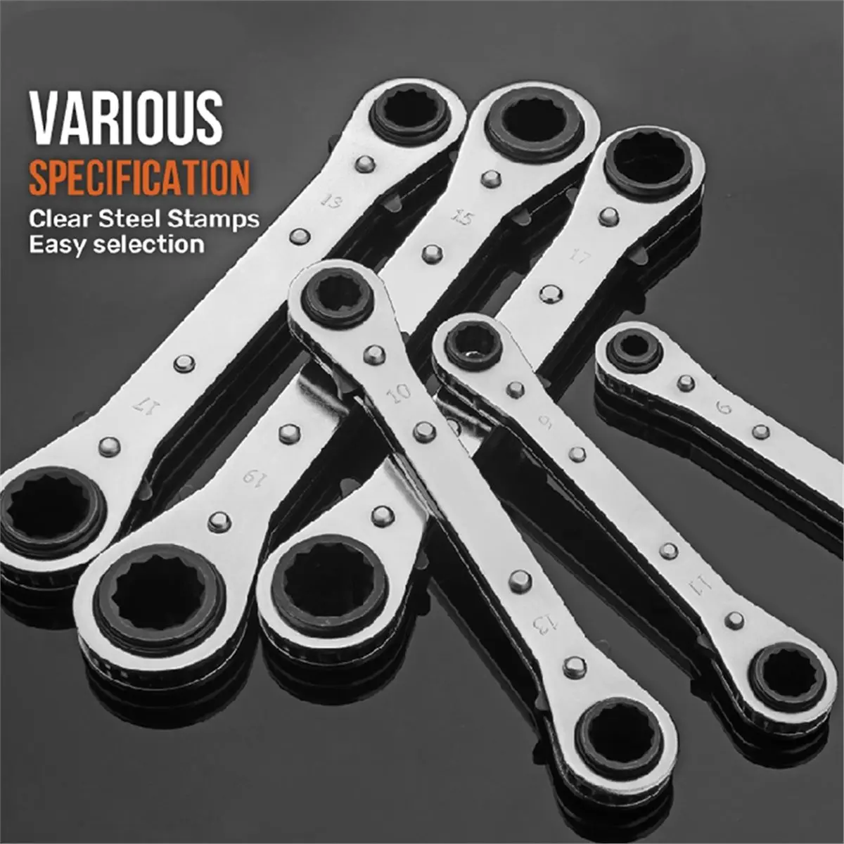4-in-1 Quad-Size Ratchet Wrench Multi-Head Adjustable Socket Spanner Professional -V Steel Hand Tool 10-14