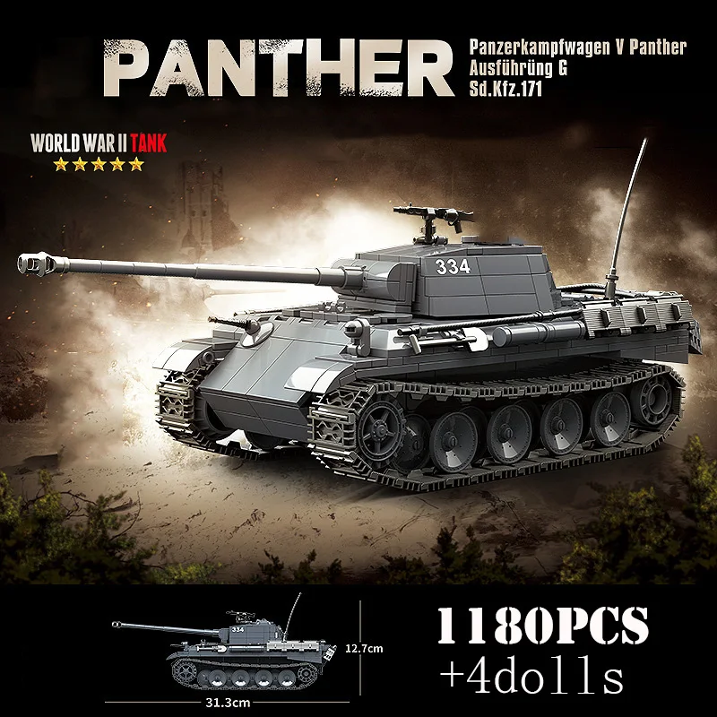 

Germany Series Leopard Medium Tank G Late Tank Military Series WW2 Tank Building Blocks Bricks Model Set Toys for Kids Gifts