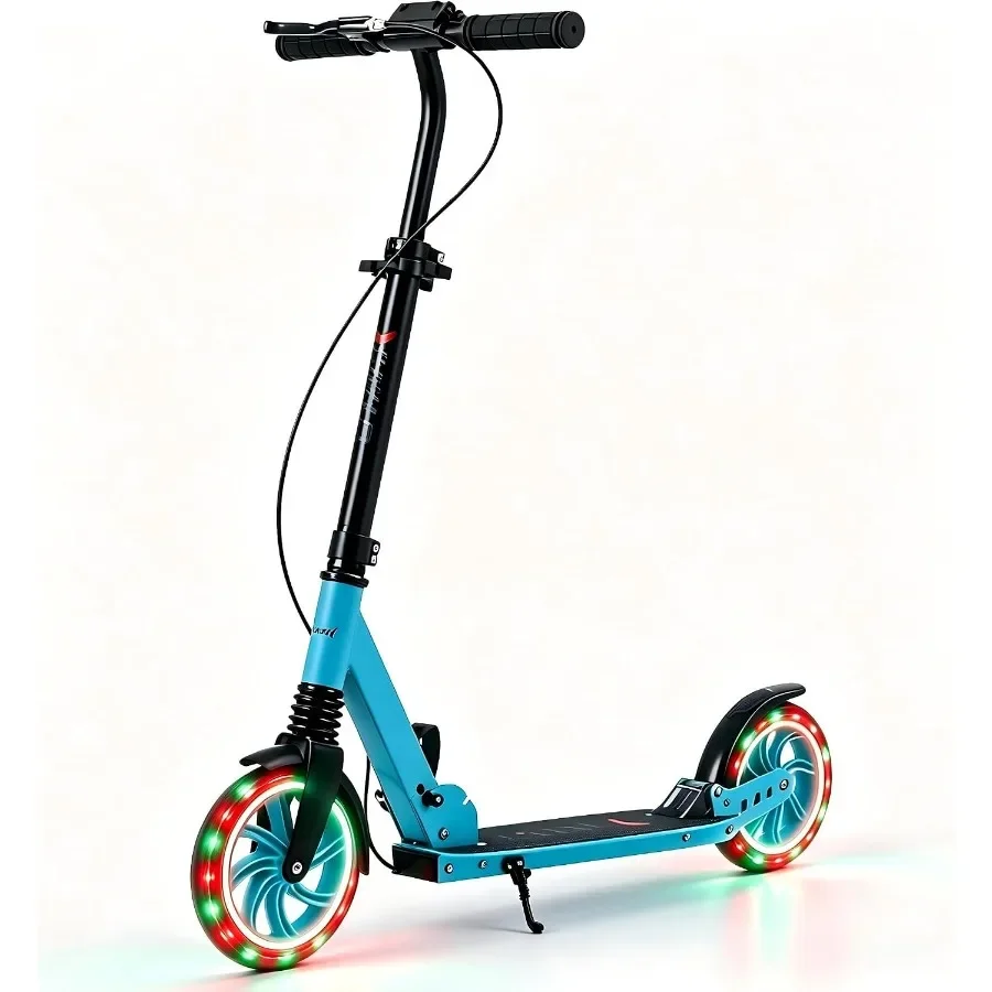 Kick Scooter for Teens and Adults 8+, 8" Light-up Wheels 220lbs