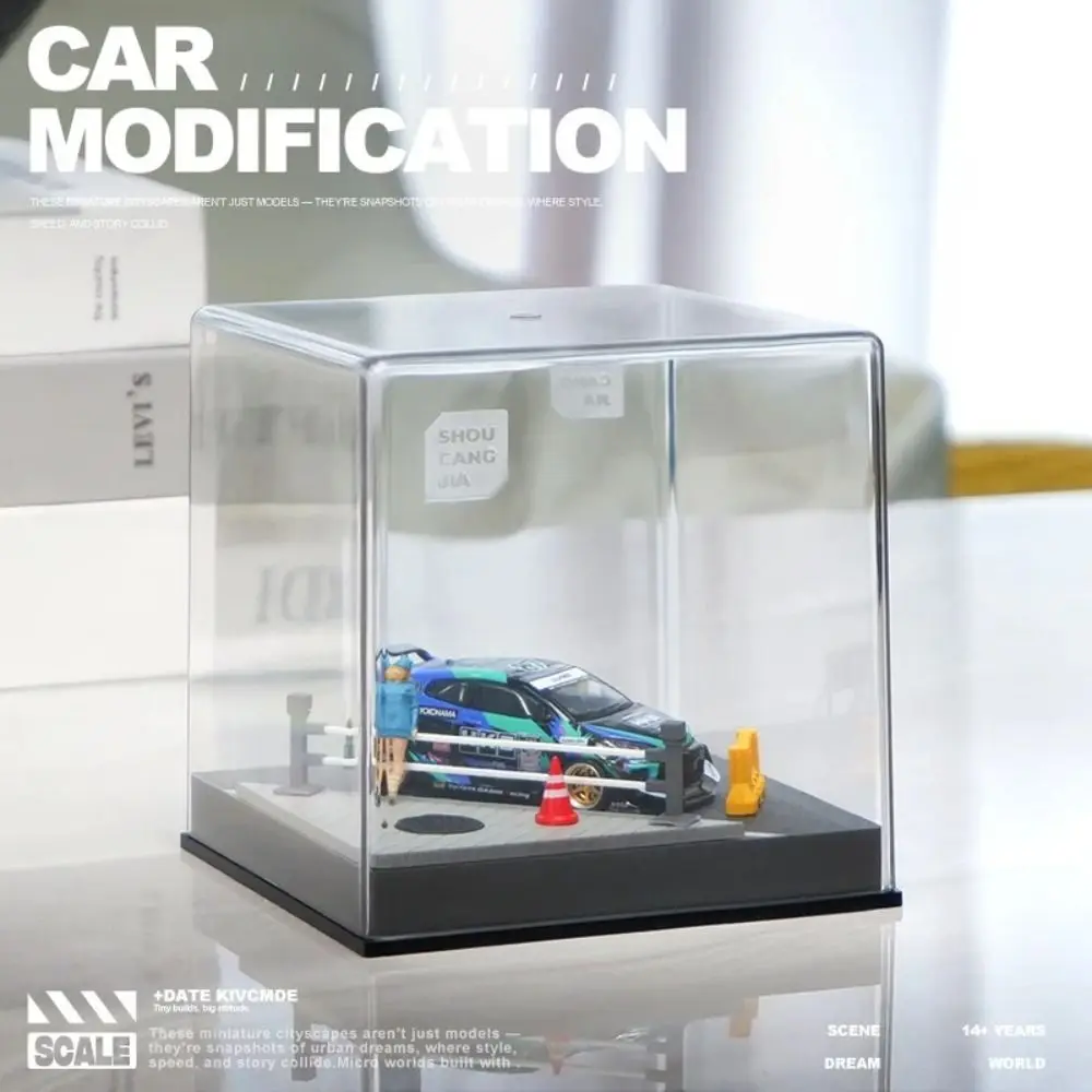 

New Acrylic 1/64 Car Model Box Small-scale Dust Parking Lot Scene Acrylic Display Box Collect Ornaments
