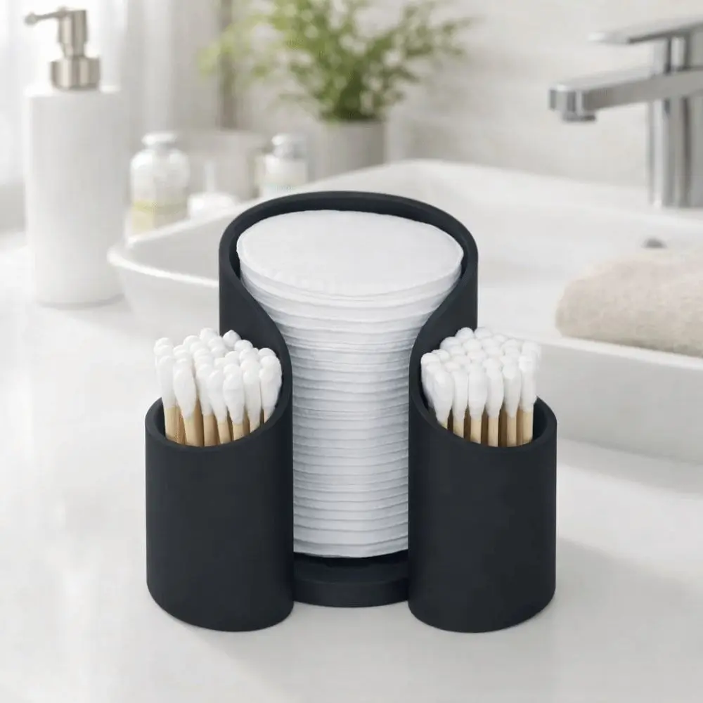 

2in1 Cotton Swab Storage Box Plastic Compact Design Cotton Pad QTips Holder Dustproof Multi-function Cosmetic Pad Storage Box