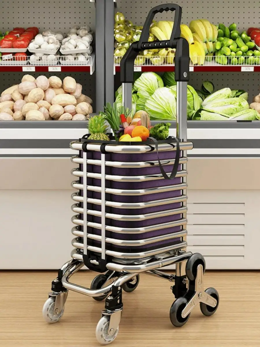 new-lightweight-foldable-shopping-cart-small-pulling-cart-handy-home-vegetable-buying-car-elderly-ladder-pulling-hand-push-cart