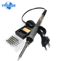 220V 60W Electrical Soldering Iron Adjustable Temperature Soldering Gun Welding Rework Repair Tool EU Plug with 5pcs Solder Tip