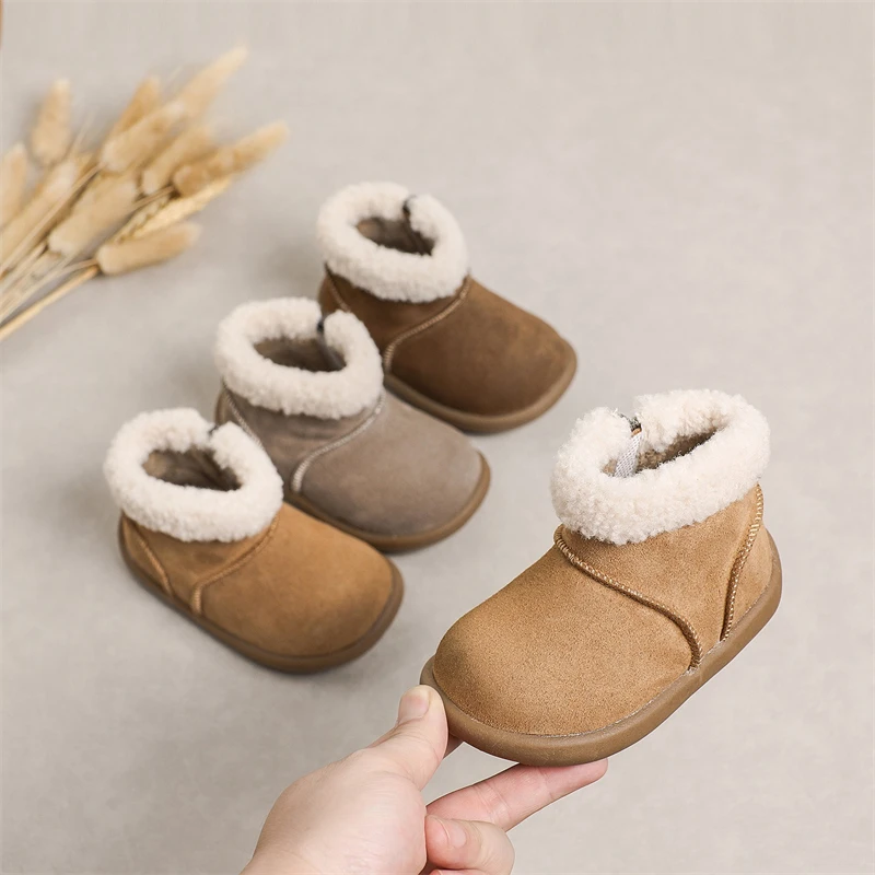

Autumn Winter Baby Boys Girls Snow Boots Outdoor Children Genuine Leather Boots Non-slip Soft Sole Toddler Kids Casual Shoes