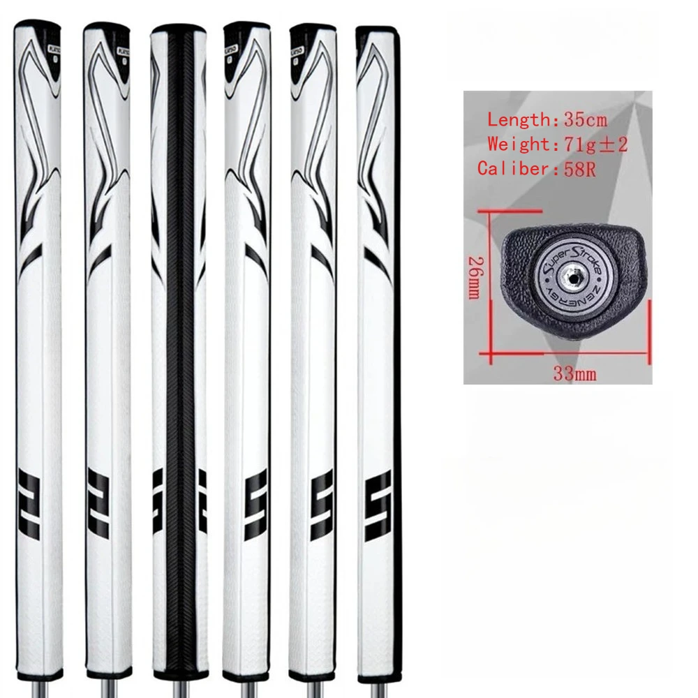 Extended Length Golf Putter Grips Wide Flat Shape PU Material 35cm 58R Caliber Adjustable Weight Hole for Golf Shaft Replacement