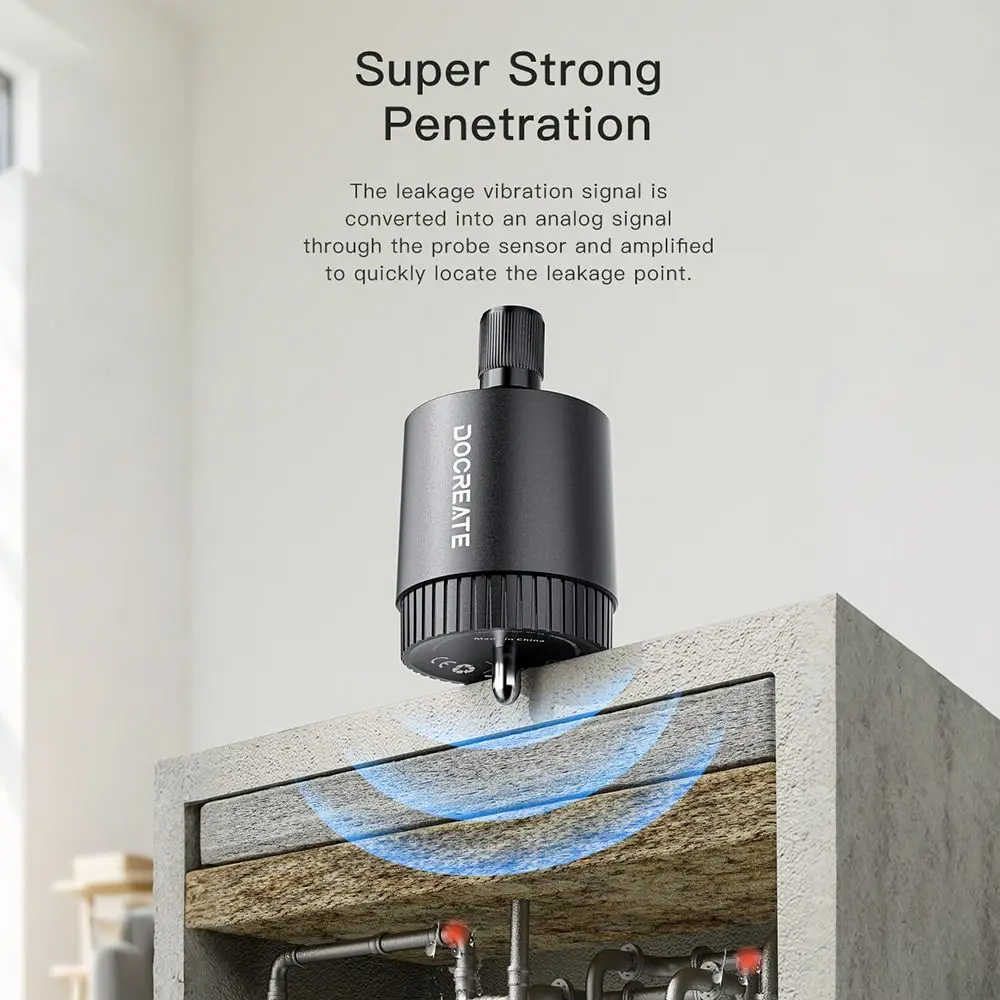 13000x Sound Amplification Pipeline Water Leakage Detector Type-C Charge High Sensitivity Water Leakage Detection Tool Portable