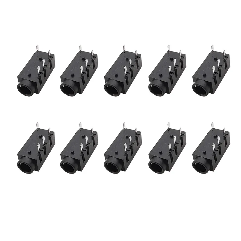 10Pcs PJ-320A Jack 3.5mm Female Socket 4 Pin Stereo Audio Headphone Connector 3.5mm Audio Interface Black
