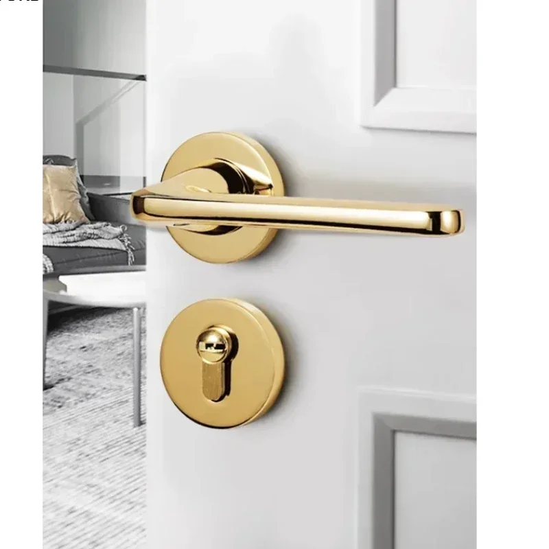 1 set of aluminum alloy brushed silent door lock light luxury and simple split type bedroom door handle lock with key included