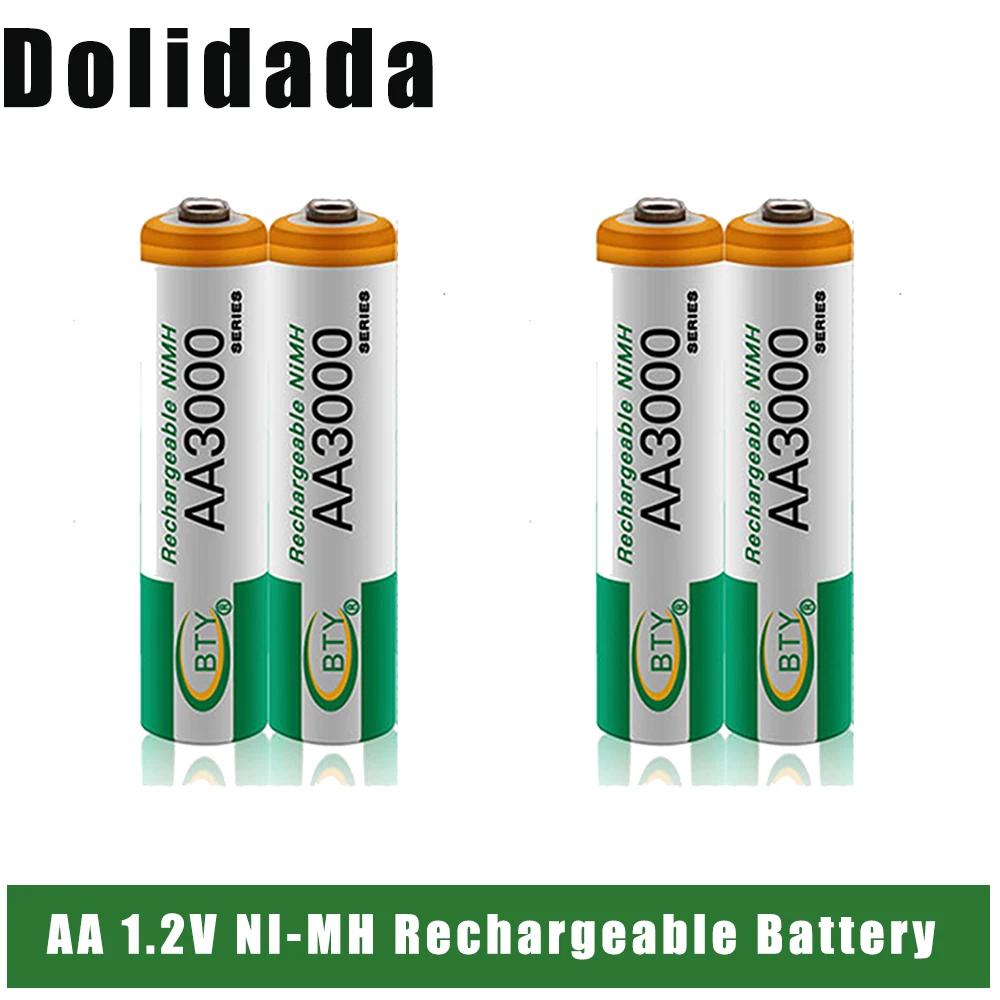 AA 3000mAh 1.2 V Rechargeable Battery AA NI-MH 1 2V Rechargeable 2A Batteries For Clock Toys Flashlight Remote Control Camera