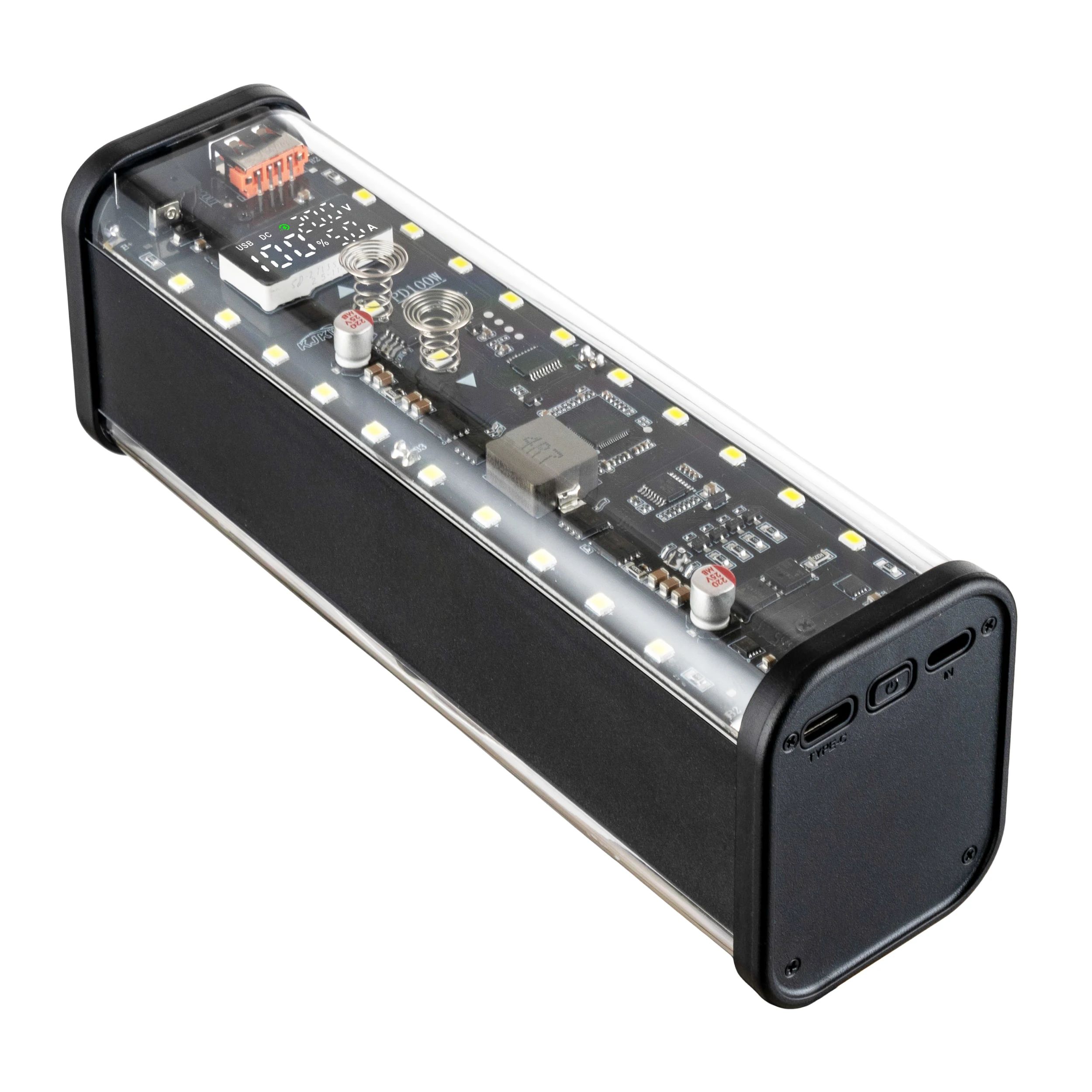 PD 100W Superschnelles Laden 8-Zellen 21700 Batteriehalter Transparentes Powerbank-Gehäuse-Kit mit Touch-Steuerung und DC-Spannungsregelung – Detail 5