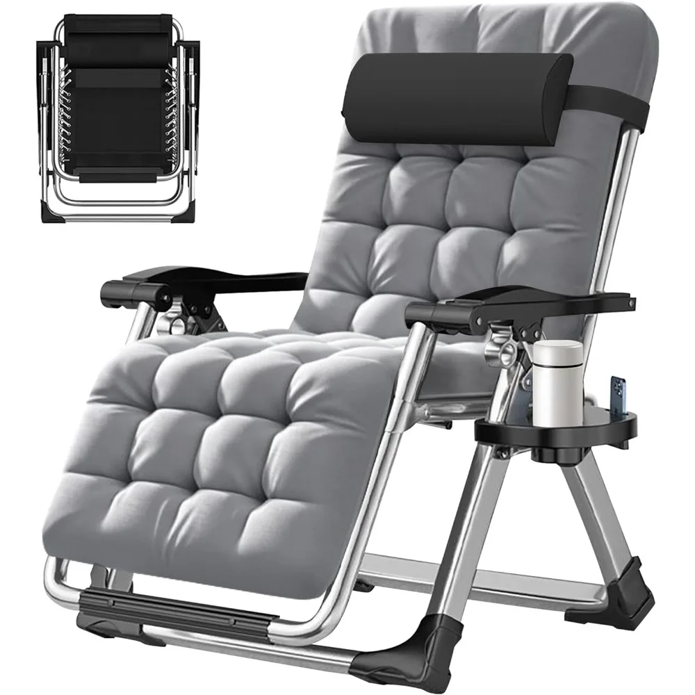 

Zero Gravity Chair,Premium Outdoor Lawn Folding Lounge Chairs,Sturdy Adjustable Reclining Patio Chairs with Removable Cushion,H