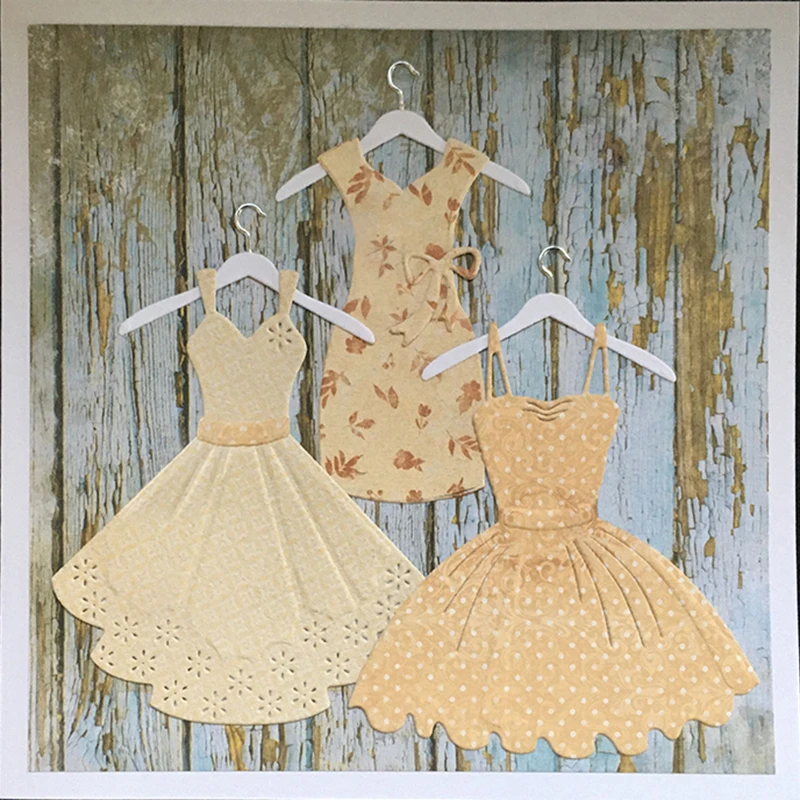 

Cutting Dies 3pcs New Dies Cut Women Dress Shape Pattern DIY Stencils Scrapbooking Photo Album Embossing Paper Card Decor