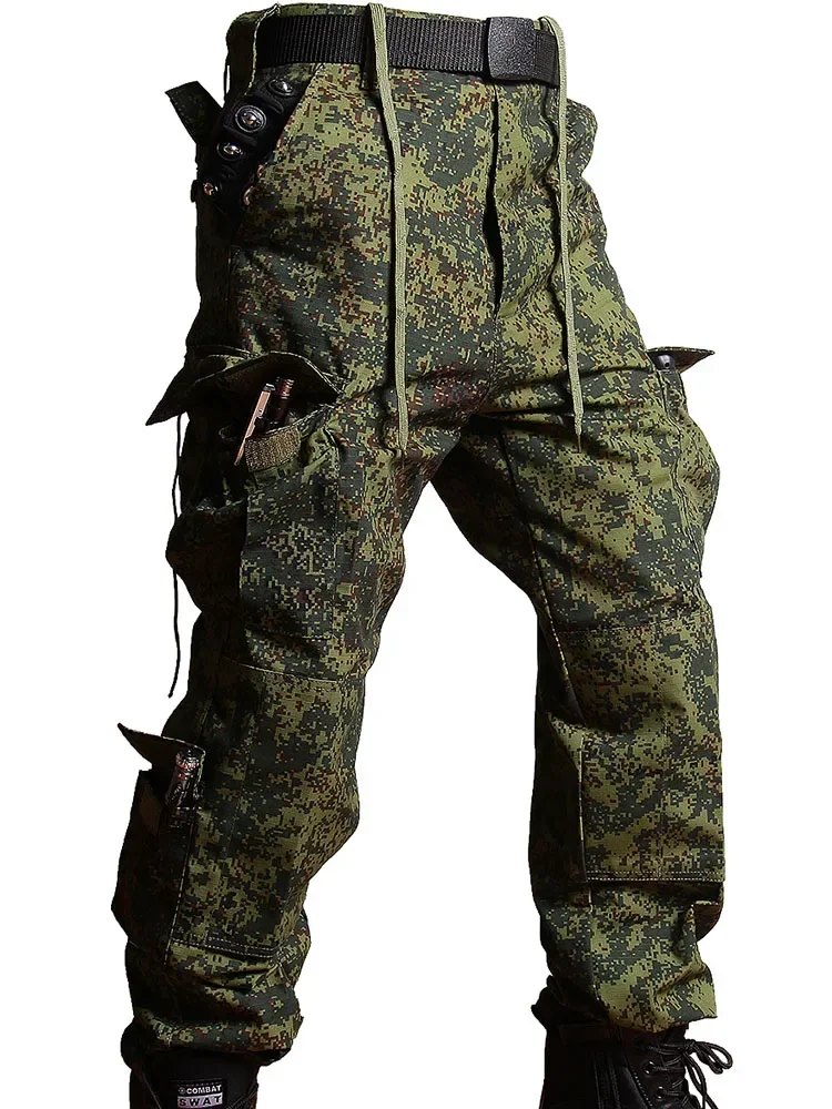 Men's Spring Camouflage Set Multi-pocket Windproof Tactical Jacket Straight-leg Wear-resistant Training Cargo Pants Working Suit