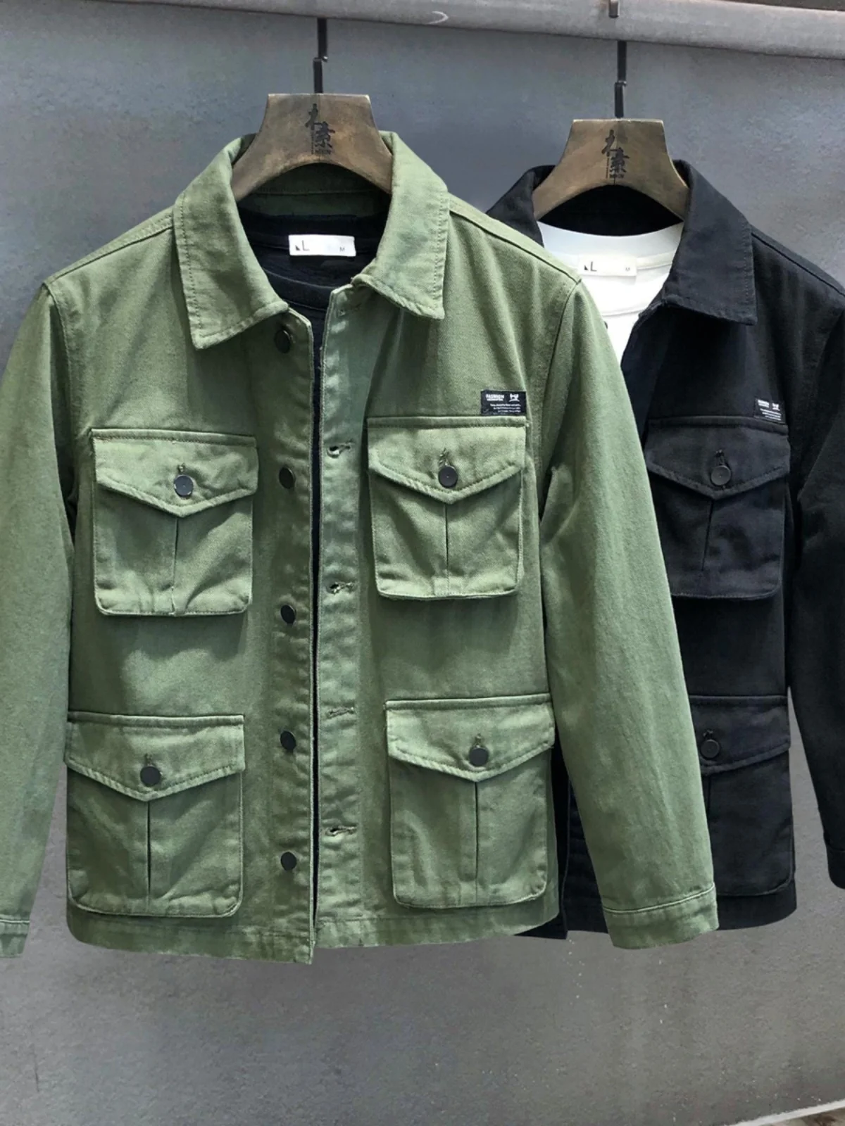 Retro American Style Cotton Work Shirt Men's Casual Long Sleeve Pocketed Jacket Heavy Duty Multi Pocket Outerwear