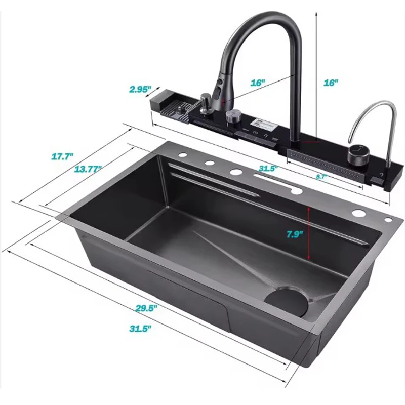 New Design Stainless Steel Kitchen Cabinet With Sink Deep Basin Digital Display Home Hotel Use