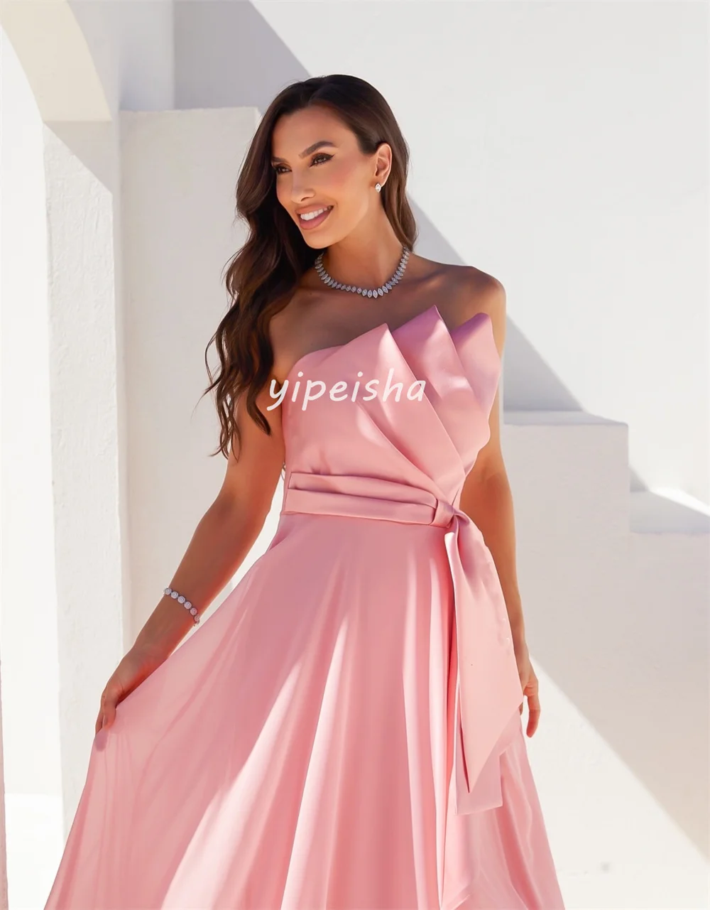 Abiti lunghi senza spalline a trapezio drappeggiati con pieghe classiche alla moda personalizzate Abiti da sera Taglie squisite disponibili formali