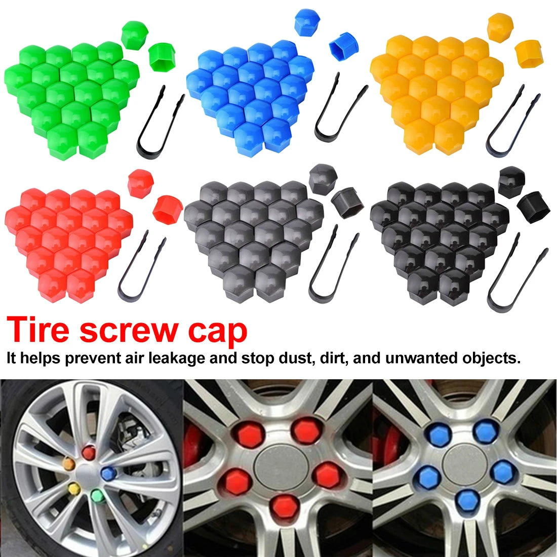 Car Tire Screw Cap Wheel Lug Nuts Caps Decorative Plastic Shell Auto Tyre Nut Bolt Protection Cover Wheel Nuts 22mm 17/19/21mm