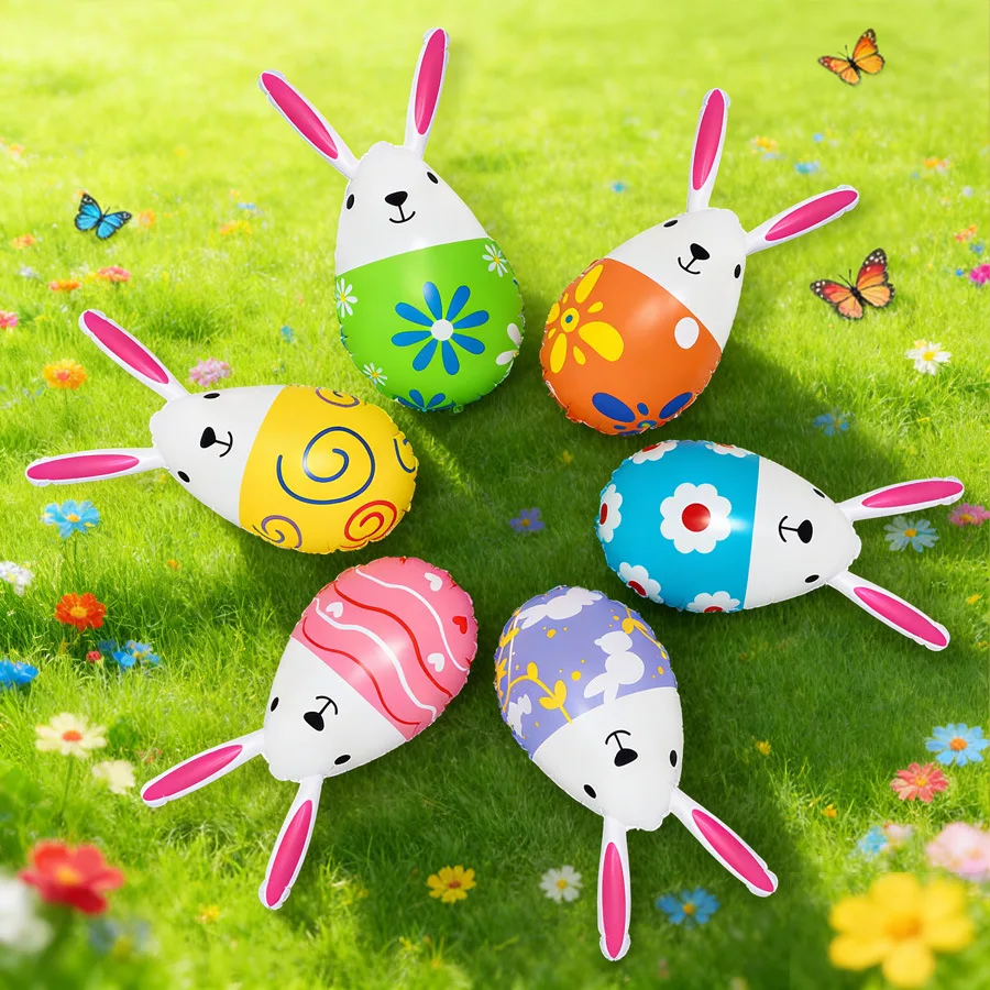 

Easter Inflatable Bunny Balloon Standing White Bunny Balloon Egg Balloon Happy Easter Inflatable Decorations Holiday Party