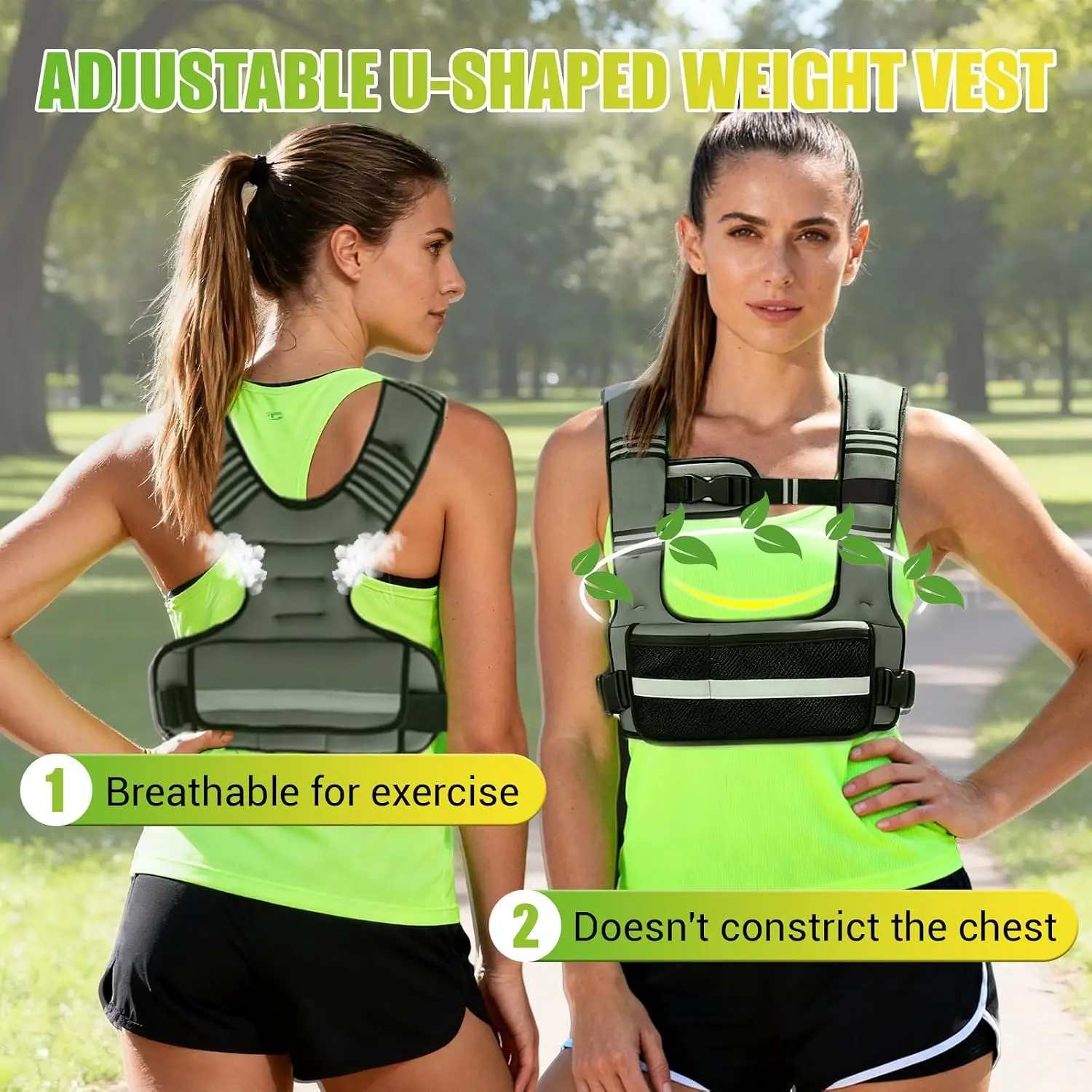 Adjustable Weighted Vest for Women, 6-12lb U-Shaped Weight Vest for Walking