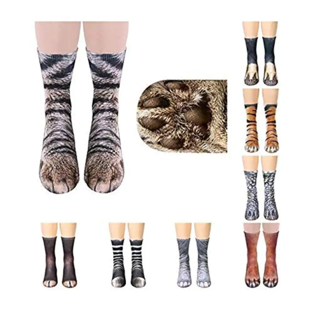 Tierpfoten-Socken – lustige 3D-Tiersocken, verrückte Katze, Tiger, Hundepfoten-Crew-Socken, originelle Socken, Weihnachtsgeschenke