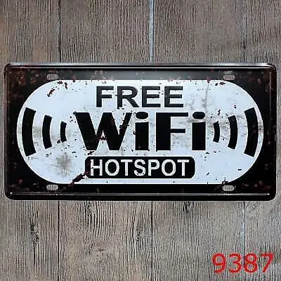 Metal Tin Warning Sign Free WiFi Hot Spot Wall Home Decor Man Cave Art Shop Bar