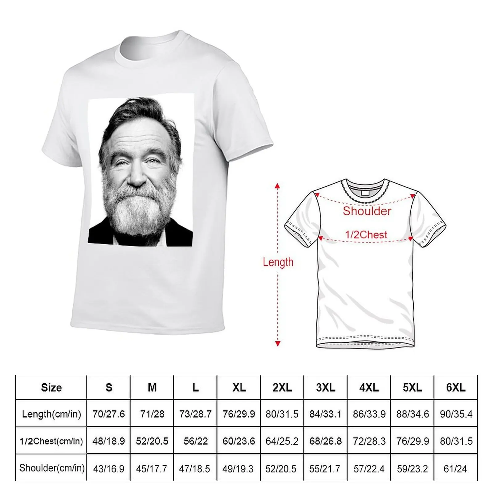 robin williams beard T-Shirt man t shirt cotton high quality anime t shirts for man cotton t shirts high quality T-shirt