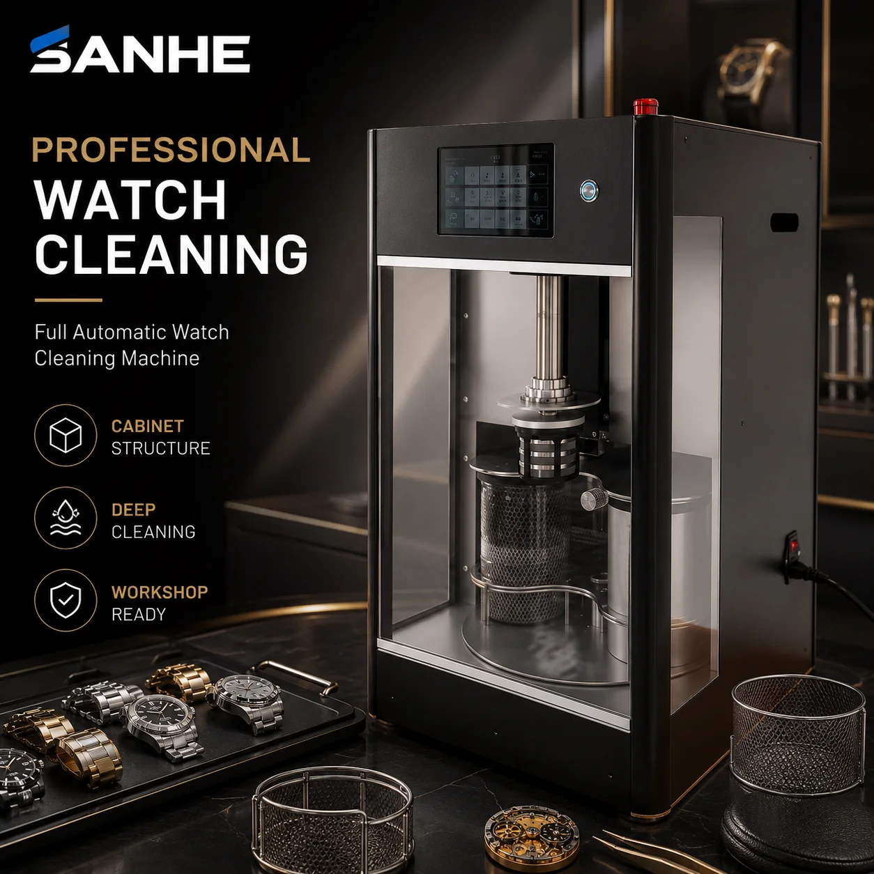 Automatic Watch Repair Tools Mesh Watch Cleaner Metal Parts Movement Accessories Efficient Cleaning Product